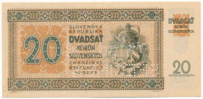 Szlovákia 1942. 20K "SPECIMEN (MINTA)" perforációval, "Sh 36 010236" T:AU / Slov...