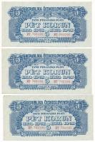 Csehszlovákia 1944. 5K (2x) sorszámkövetők "BT 763189 - BT 763195" T:F szép papír / Czecho...