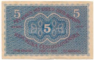 Csehszlovákia 1919. 5K "0016" T:F / Czechoslovakia 1919. 5 Korun, "0016" C:F 
K...