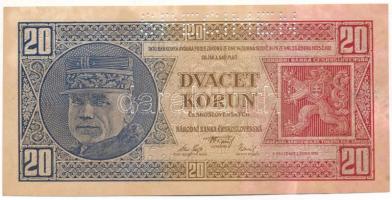Csehszlovákia 1926. 20K "Ig 223533" "SPECIMEN" perforációval T:AU elszineződött ...