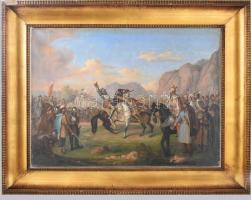 Molnár József (1821-1899): Párbaj (csatajelenet). Olaj, vászon, jelezve balra lent. Restaurált. Prov...