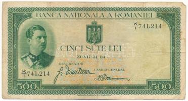 Románia 1934. 500L T:F Romania 1934. 500 Lei C:F  Krause 36.a