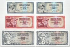 Jugoszlávia 1965. 100D (2x) egyugrásos sorszámkövetők + 1968. 5D (2x) sorszámkövetők + 10D (2x) sors...