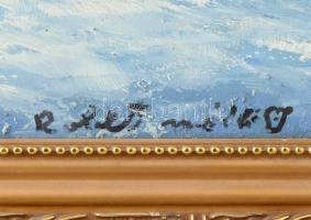 Olvashatatlan jelzéssel: Vízparti táj. Olaj, vászon. Dekoratív fakeretben. 40x50 cm