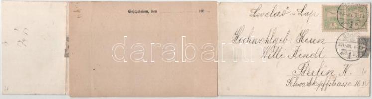 1901 Brassó, Kronstadt, Brasov; 3-részes kihajtható panorámalap / 3-tiled folding panoramacard (vágo...