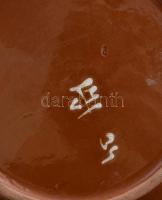 cca 1930 Hódmezővásárhelyi kerámia falitál, jelzéssel, kis kopással, d: 30 cm