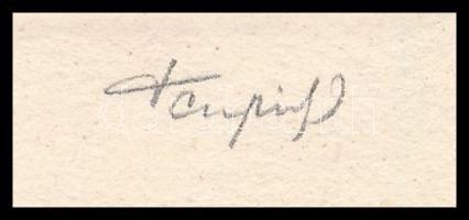 Tempinszky István (1907-1979): Ex libris Kertész Dénes. Rézkarc, papír, jelzett, 8×5,5 cm