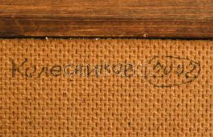 Jelzés nélkül: Színes táj. Olaj, farost. Hátoldalán cirill betűs felirattal. Fakeretben. 15x20 cm