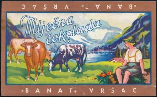 Retró csokoládépapír a vajdasági Versecről, 11×17 cm