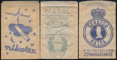 3 db szivarkapapír tasak (Senator, Diadal, stb.)