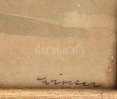 Wirker Ferenc (1897-1971): Napos udvar. Akvarell, papír. Jelzett. Üvegezett fakeretben. 23x16 cm