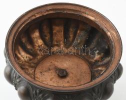 Szecessziós bronzzal bevont fém dohánytartó, kopással, m: 20 cm