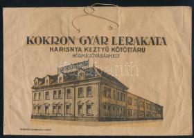 cca 1910 - 1920 Hódmezővásárhely, Kokron József és Fiai harisnya, kesztyű, kötöttáru lerakatának illusztrált papírzacskója. Bp., Hamburger és Birkholz-ny., kissé foltos, gyűrődésnyomokkal, 16x24 cm