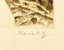 Reich Gábor (1951-): Jel-kép. Rézkarc, papír. Jelzett. Számozott: 100/100. Üvegezett fakeretben. 24x...