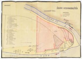 1942 Az Óbudai Vízgyakorlótér kézzel rajzolt térképe 59x44 cm