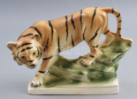 Sitzendorf tigris, jelzéssel, hibátlan, h: 22 cm, m: 15,5 cm