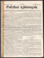 1857 Politikai ujdonságok III. évf. 46. sz., 1857. nov. 18., szerk.: Pákh Albert. Pest, Landerer és Heckenast-ny., 8 p., kissé sérült, ragasztott