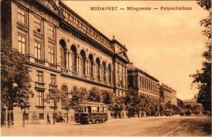 1909 Budapest VIII. Múzeum körút, Műegyetem, Polytechnikum, villamos