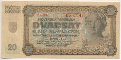 Szlovákia 1942. 20K "Sn 21 082146" T:F Slovakia 1942. 20 Korun "Sn 21 082146" C:F  Krause P#7