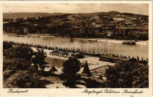 1932 Budapest XIII. Margitsziget, Palatinus strandfürdő, szemben az óbudai gázgyár