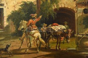 Franz Xaver Reinhold (1816-1893): Seebenstein várának udvara, 1885. Olaj, vászon. Jelezve balra lent...