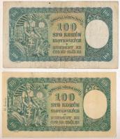 Szlovákia 1940. 100K + 100K II. kiadás, "SPECIMEN (MINTA)" perforációval T:F  Slovakia 1940. 100 Korun + 100 Korun 2nd issue, with "SPECIMEN" perforation C:F