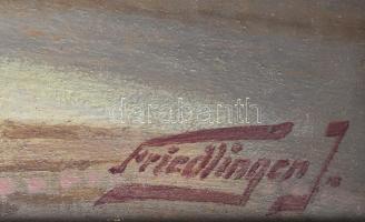 Friedlinger Jenő (1890-?): Kastélyenteriőr. Olaj, vászon. Jelezve jobbra lent: Friedlinger J. Hátold...