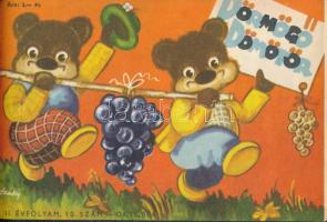 1958 Dörmögő Dömötör. II. évf. 1-12. sz. Teljes második évfolyam. Haránt-alakú kissé kopott félvászo...