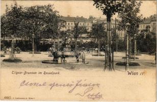 1903 Wien, Vienna, Bécs; Tilgner-Brunnen im Resselpark / Tilgner-kút a Ressel parkban / fountain, park (EK)