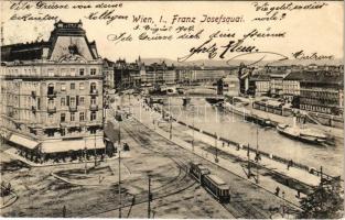 1909 Wien, Vienna, Bécs; Franz Josefsquai / Ferenc József rakpart, villamos / tram, quay (EK)