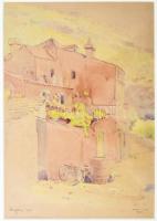 Karl Viktor Mayr (1882-1974) Ragusa 1910. Akvarell, papír. Jelzett, dekoratív üvegezett keretben 27x19 cm / Watercolor, paper. Signed. In glazed frame