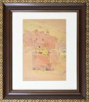 Karl Viktor Mayr (1882-1974) Ragusa 1910. Akvarell, papír. Jelzett, dekoratív üvegezett keretben 27x...