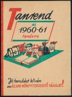 Tanrend az 1960-61 tanévre, Állami Könyvterjesztő Vállalat reklámos órarend, kitöltetlen, 20x14 cm