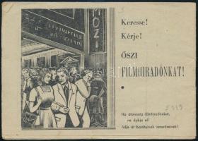 cca 1955 Nyári filmhíradó. Kiadja a Hevesmegyei Moziüzemi Vállalat. Moziműsor, képekkel illusztrált prospektus. Tűzött papírkötés.