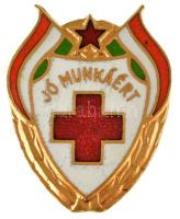 ~1966. "Jó munkáért" zománcozott fém Vöröskeresztes jelvény viselői engedéllyel (~33x25mm) T:AU
