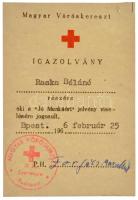 ~1966. "Jó munkáért" zománcozott fém Vöröskeresztes jelvény viselői engedéllyel (~33x25mm)...