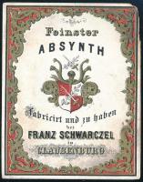 Feinster Absynth Franz Schwarzel Kolozsvár italcímke