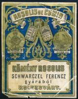 Kömény Rosolis Franz Schwarzel Kolozsvár italcímke