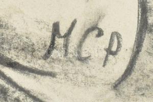 MCP jelzéssel: Kerékpáros. Szén, papír, 42x29,5 cm