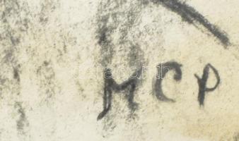 MCP jelzéssel: Hölgy hídnál. Szén, papír, apró lapszéli szakadással, 29,5x42 cm