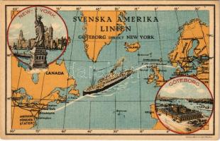 Svenska Amerika Linien Göteborg direkt New York / Swedish American Lines from Gothenburg to New York. litho (EK)