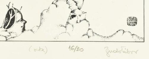 Budai Tibor (1946-): Irányított vadgazdálkodás. Szitanyomat, papír, jelzett, számozott (16/20). Lap ...