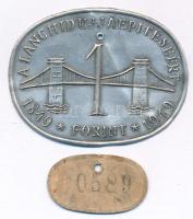 1949. 1Ft "A Lánchíd ujjáépítéséért 1849-1949" Al bárca sorszámozott karton lapkával (41x54mm) T:XF hajtásnyomok