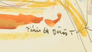 Vöröss Tibor (1911-1999): Párizsi részlet, 1964. Kréta, akvarell, tus, papír, jelzett. 38×30 cm