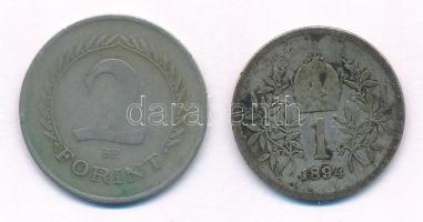1951. 2Ft Cu-Ni + Ausztria 1894. 1K Ag "Ferenc József" T:VF,F patina
