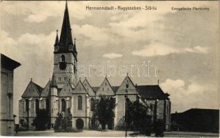 1915 Nagyszeben, Hermannstadt, Sibiu; Evangelische Pfarrkirche / Evangélikus plébániatemplom. Georg Meyer kiadása / Lutheran church (EK)