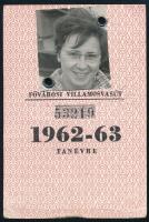 1962-1963 Arcképes fővárosi villamosvasút bérlet