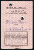 1962-1963 Arcképes fővárosi villamosvasút bérlet