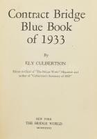 Culbertson, Ely: Contract Bridge Blue Book of 1933. New York, 1933, The Bridge World, XXXII+598+(2) p. Angol nyelven. Kiadói aranyozott egészvászon-kötés, fakó gerinccel, belül nagyrészt jó állapotban.