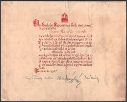 1937 Erdélyi Szépmíves Céh köszönő oklevele nyomtatott aláírásokkal